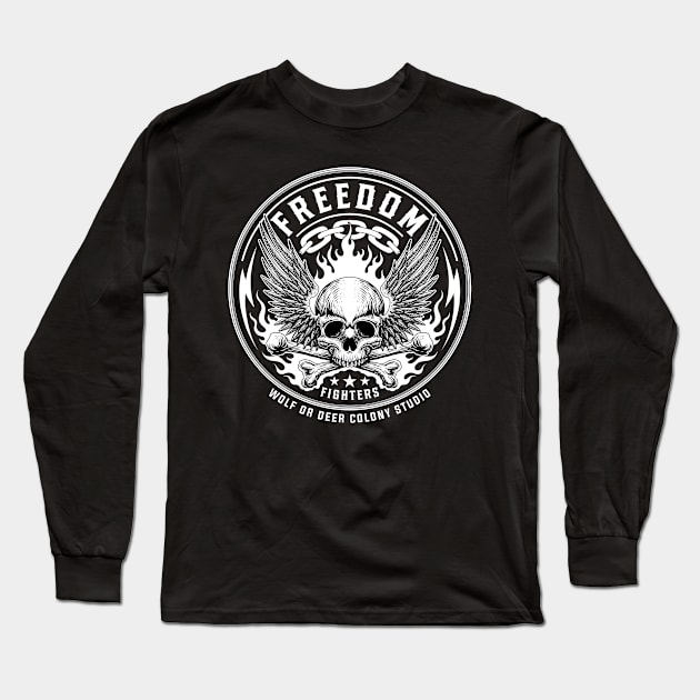 Freedom Fighter Skull Logo Long Sleeve T-Shirt by Tonymidi Artworks Studio